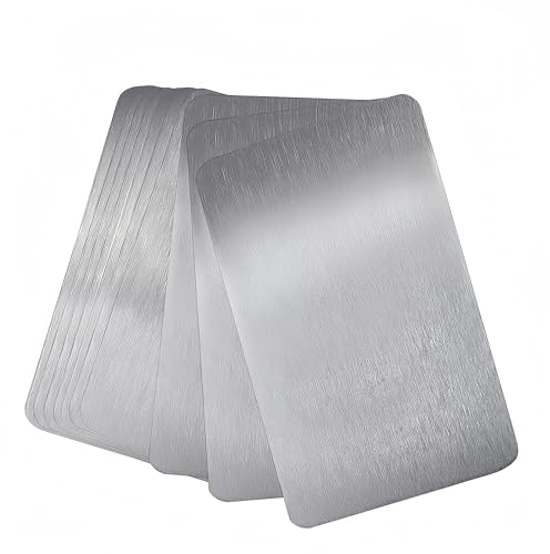 Esmula 20 Tarjetas de Visita de Metal, 8,6 x 5,4 cm, Tarjetas de Metal en Blanco, Tarjetas de Visita en Blanco de Acero Inoxidable, Tarjetas de Visita Grabadas con Láser para el Hogar