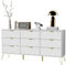 UEV Kommode mit Schublanden, 150x34x74cm, Schrank mit 9 Schublanden, Modernes Sideboard, TV Board, Aufbewahrungsschrank, Schmal kommode, Buffet, Schrank für Wohnzimmer Schlafzimmer,Flur Weiß