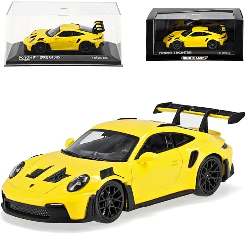 alles-meine.de GmbH Porsche 911 992 GT3RS Coupe Gelb Modell Ab 2022 limitiert 500 Stück 1/43 Minichamps Modell Auto mit individiuellem Wunschkennzeichen