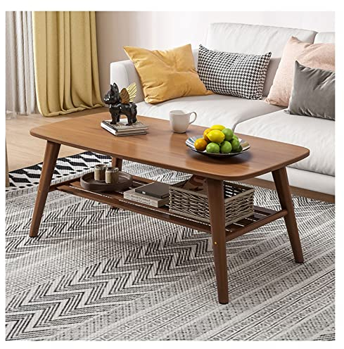Kaffee-Endtisch 2-stöckiger Couchtisch mit Ablagefläche for das Wohnzimmer einer kleinen Wohnung, rechteckiger und stabiler TV-Ständer, Beistelltisch, rustikales Braun Beistelltisch ( Color : Dark Bro