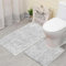 Famibay Badezimmerteppich Set 2 teilig Badematte und WC Vorleger Set rutschfest Badteppich Waschbar Grau WC Teppich Set Badvorleger Wasserabsorbierend für Badezimmer Toilette