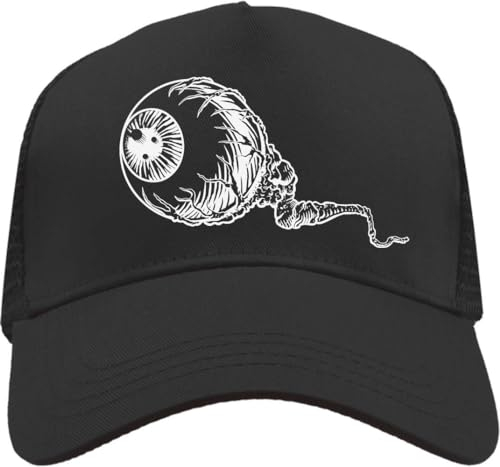 Functon+ Gorra de camionero ajustable con diseño de globo ocular espeluznante con vasos sanguíneos, color negro, Negro, Taille unique