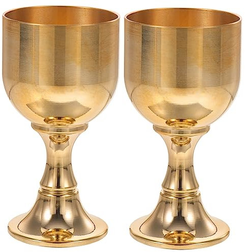 Alipis Vintage Weinglas Retro Kelch aus Messing, 2 Stück, Gold