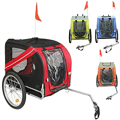 2 in 1 Kinderanhänger Fahrradanhänger Lauffunktion, Fahrradanhänger für Hunde, Fahrradanhänger für Hunde, mittelgroße Haustiere, maximale Belastung 40 kg (rot und schwarz)