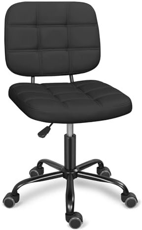 Leader Accessories Chaise de Bureau, Chaise de Bureau sans accoudoirs avec roulettes Ergonomique, Moderne avec roulettes pivotantes à 360°, chaises de Travail sur Ordinateur réglables en Hauteur Noir