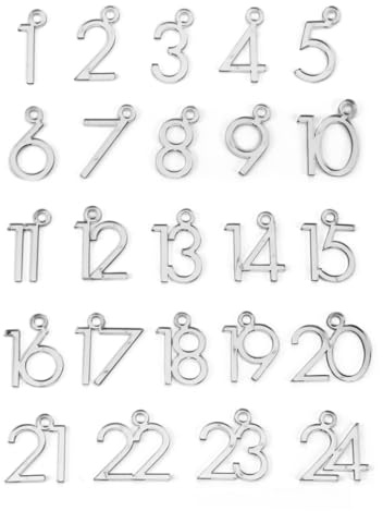 Adventskalender Zahlen Anhänger 1-24 zum Basteln Adventskalendersäckchen Nummern Modern (silber)
