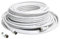 VoltShine Cable de TV RG6U 20m con conectores macho a macho y accesorios, ideal para conexión de antenas y transmisión de señal de video.