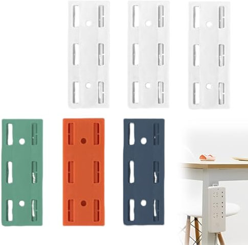 AUEFUDQ 6 soportes autoadhesivos para enchufes sin perforación, regleta de enchufe de pared, soporte para enchufe de pared, soporte para enrutador, cocina