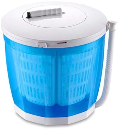 Handkurbel-Mini-Waschmaschine, tragbar, manuelle Waschmaschine mit automatischem Abfluss, doppelte Waschzyklen, kompaktes Design, umweltfreundlich, perfekt für kleine Räume (blau)