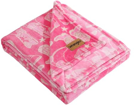 Wrangler - Blanket, Super Soft Plush Fleece Bedding, Yellowstone Inspired Throw Blanket for Couch or Bed (Knockin Boots Pink, 50' x 60')