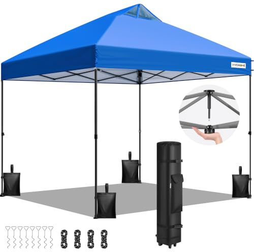 VIVOHOME 3x3m Faltpavillon mit Entlüftung Höhenverstellbar Pop up Pavillon mit Rolltragetasche UV 50+ CPAI 84 für Fest, Hochzeit, Picknick, Markt