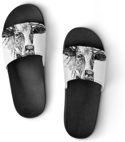 Damen Schlappen Kuh Badeschuhe rutschfest Badeschlappen Hausschuhe Slides Sandalen Slippers