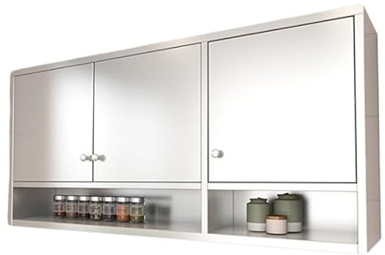 Heavy Duty Edelstahl Garage Wand Lagerschrank mit verstellbarem Regal Doppeltürenschrank Regal für Esszimmer Küche und Bad 150 * 30 * 70 cm Silber