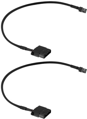 Create idea 2 Unidades Cable Adaptador de alimentación de 3 Pines para Ventilador de computadora a Conector Molex de 4 Pines y 12V