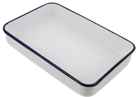 ELAYARD Vintage Style Enamel Rectangular Baking Dish Oven Roasting Pan Easy Clean Enamel Cookware Multifunctional Kitchen Tray
