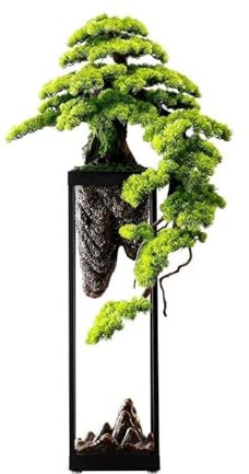 Vase, Bonsaï de pin - Grande Plante Verte sur Pied, adaptée à la décoration de Salon, de Villa et d'hôtel,Vase en Verre