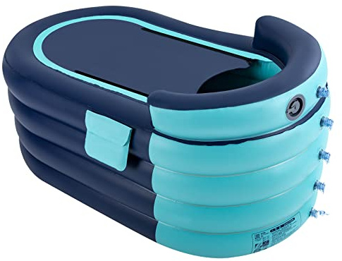 Baignoire gonflable pour adulte avec pompe électrique sans fil, 4 couches, double bec de drainage, convient aux bains chauds et glacés, 84 x 140 x 74 cm