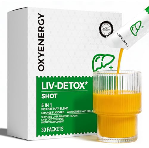 OxyEnergy Liver Cleanse Detox & Repair, Organic Milk Thistle Liver Detox Supplement with Turmeric, Ginger, 5-in-1 Support Liver Health & Digestion & Hangover Relief, Vegetarian, Gluten-Free, 30 Packs