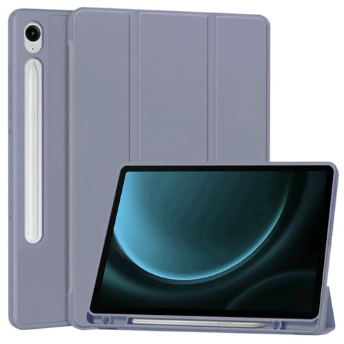 Techsuit für Samsung Galaxy Tab S9, S9 FE und S10 FE Hülle mit Stifthalter, Dreifach Ständer, Schlankem Design, Auto Sleep Wake, Präzisen Aussparungen, Flex Trifold Series, Lila