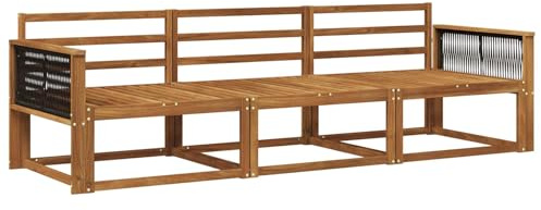 vidaXL Outdoor-Sofagarnitur 3 pcs Natur Massivholz Akazie, Akazienholz Sofa Set für draußen, modernes Loungemöbel, Flexibler Gartenplatz, wetterfeste Einrichtung
