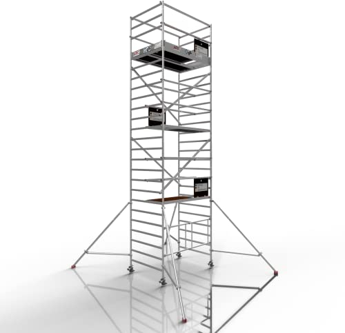 Profigerüst: ALTEC AluKlik 2.0 XXL, Arbeitshöhe 3m - 14m, 135cm Breite, TÜV, Made in Germany, 25cm höhenv. Ø150mm Rollen, Alu Gerüst Rollgerüst Fahrgerüst Baugerüst Faltgerüst (8 m)