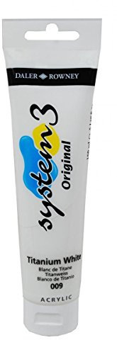 Daler Rowney System 3 Tubes de peinture acrylique originale 150 ml – Blanc titane