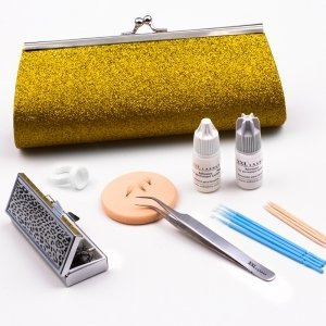 XXL Lashes Glamour Eyelash Extension Kit, kit de base pour touffes de cils, adapté à l'auto-application de cils, kit Do-it-yourself pour le look glamour ultime, couleur or
