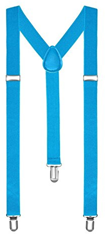 Boolavard® TM Braces/Suspenders One Size Fully Adjustable Y Shaped With Strong Clips (Turqoise)