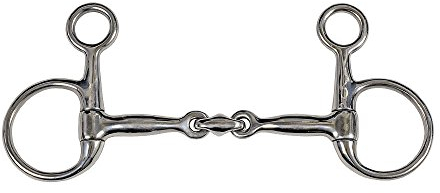 Royal Steel Anatomic Bauchertrense doppelt gebrochen Edelstahl Baucher Gebiss, dreiteiliges B-Bit Mundstück 13 mm, 14,5 cm