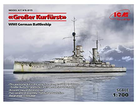 ICM S.015 Modellbausatz Großer Kurfürst (Full hull) WWI German Battleship, Spiel