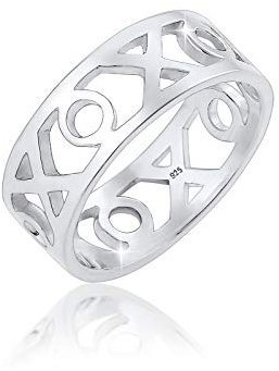 Elli Ring Damen XOXO Wording Geo Trend Blogger in 925 Sterling Silber