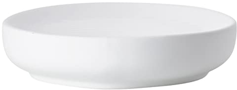 Zone Denmark Ume Seifenschale, Seifenhalter, Seifenablage fürs Waschbecken, Steinzeug mit Soft Touch-Beschichtung, Durchm. 12 cm, Weiß