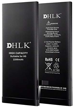 DHLK® Akku Batterie Ersatz mit höher Kapazität kompatibel mit iPhone 6 - Optimale Leistung, verlängerte Lebensdauer/Kapazität 2220 mAh [2 Jahre Garantie]