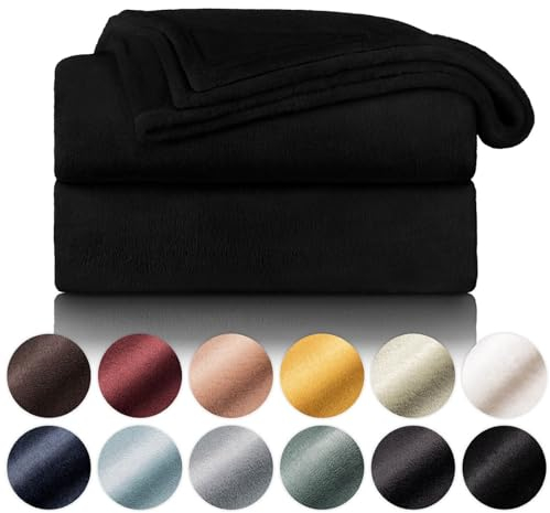 Blumtal Kuscheldecke flauschig - Oeko-TEX zertifizierte Fleecedecke 150x200 cm - Wohndecke 150x200 cm - Schwarze Decke - Wohn- & Kuscheldecke - Wohndecke Kuscheldecke 150x200 cm - Fleecedecke Schwarz