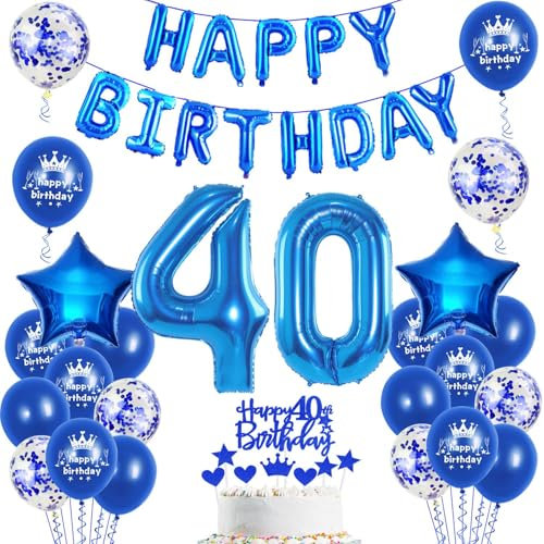 Luftballons 40. Geburtstag Dekoration mann blau happy birthday 40th Geburtstag Party Deko Set 40 geburtstag deko männer 40 jahre blau Folienballons