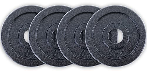 RAMROXX 20 kg Olympia 50mm Hantelscheiben Set 4X 5kg Gusseisen in Schwarz