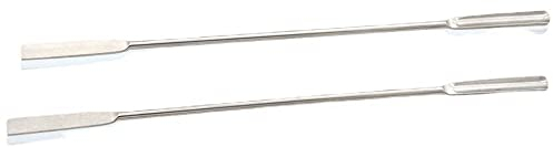 Micro cuillère de laboratoire à double extrémité, 18 cm, en acier inoxydable, spatule demi-arrondie et plate