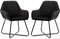 Mingone 2er Set Esszimmerstuhl Retro Samt Küchenstühle Schalenstuhl Stuhl Wohnzimmer Konferenzstuhl Polsterstuhl Sessel mit Armlehne (Schwarz)
