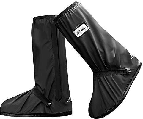 Yeswell Waterproof Shoe Covers, Reusable & Foldable Rain Snow Waterproof Boots Cover, Rain Shoe Cover with Zipper & Reflector, Suitable for Men's & Women's Rain Gear (M)