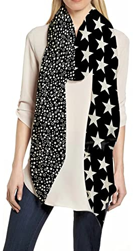 Lina & Lily Damen Schal Tuch mit Sterne Sternmuster (Schwarz)