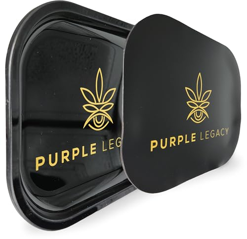 PURPLE LEGACY Bandeja de Metal con Ruedas Premium Grande de 18 cm x 14 cm con Bordes Redondeados y Tapa magnética para Guardar Accesorios (Negro)
