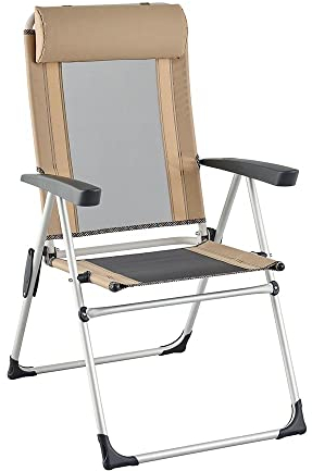 Leichte Campingstühle, zusammenklappbarer Gartenstuhl, tragbarer Campingstuhl, verstellbare hohe Rückenlehne, mit Armlehnen und Kopfstütze, Gewichtskapazität 110 kg, ideal für Garten-Wohnwagen Good