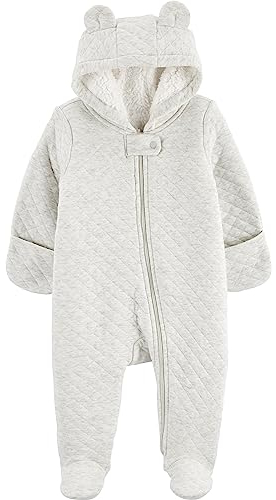 Simple Joys by Carter's Unisex-Baby Footed Jumpsuit Pram Fleece-Overall mit Fuß, Grau, Neugeborene