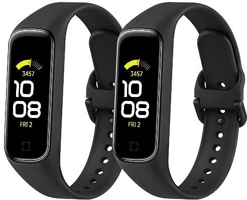Meliya Silicone Strap for Samsung Galaxy Fit 2 Watch Straps, 2 Pack Breathable Replacement Wristband Samsung Fit 2,Black+Black