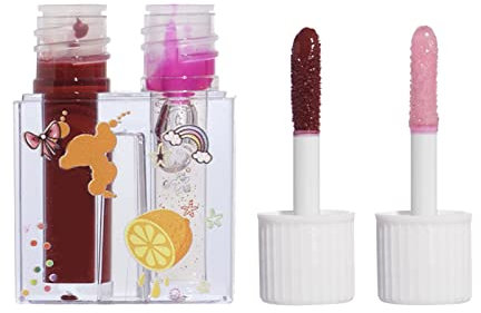 Kissing Double Headed Fruit Lip Gloss Set Moisturizing Moisturizing Lip Oil Lip Glaze Dudu Pearl Glazed Lip Gloss 7ml Rainbow Lipstick (F, One Size)