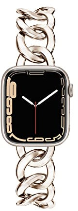 38/40/41mm Starlight Classy Chain Smartwatch Bands Compatible for Women Apple Watch Series Band 9/8/7/SE/6/5/4, Stylish Replacement Watch Strap for Iwatch 7/8/9 Gift for her