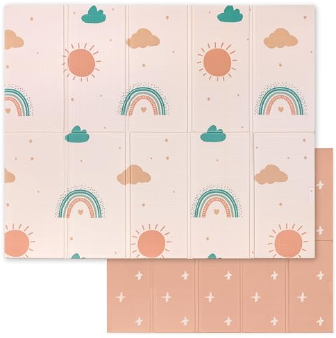Sweety Fox - Tapis de Jeu pour Enfant Bebe 150x180x1cm Tapis de Sol XXL en Mousse Epais Pliable Reversible - Tapis d'éveil pour Bébé - Tapis de Sol Bebe Favorisant Le Développement Sensoriel