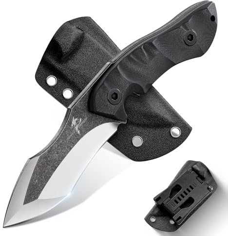 Purple Dragon Outdoor Messer Survival, Full Tang Jagdmesser mit G10 Griff, Feststehende Klinge aus D2 Stahl, Camping Messer Kydex Scheide,Geschenk für Männer