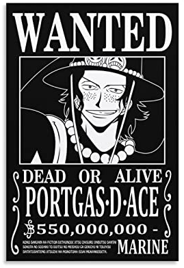 Anime One Piece Wanted Poster Ace 1, Wandkunst, Posterdrucke, Heimdekoration, Bild, Leinwand, Malerei, Poster, 30 x 45 cm