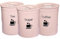 SIDSONS 3 Piece Set Tea Coffee Sugar Canister Set 850ml Plastic Round Home Kitchen Tea Coffee Sugar Container Tin Airtight Storage Jars Set (pastel Pink)